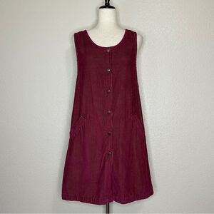 Blue J. 100% Cotton Corduroy Burgundy Button Down Sleeveless Dress